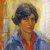 1926, Estella Solomons : Self portrait in blue coat