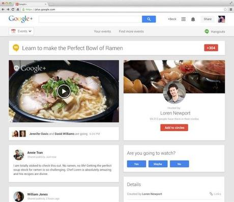hangout page evenement Mise à jour importante du côté de chez Google Hangout 
