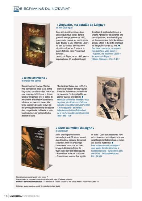 Les auteurs Jean-Louis Riguet et Jean Broutin sont à l’honneur dans le magazine « Le Lien Social », tiré à 120,000 exemplaires Vous pouvez télécharger l’article de presse en cliquant sur l’image ci-dessus.