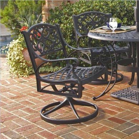 Home Style 5554-53 Biscayne Rocking/Swivel Outdoor Arm Chair, Black Finish