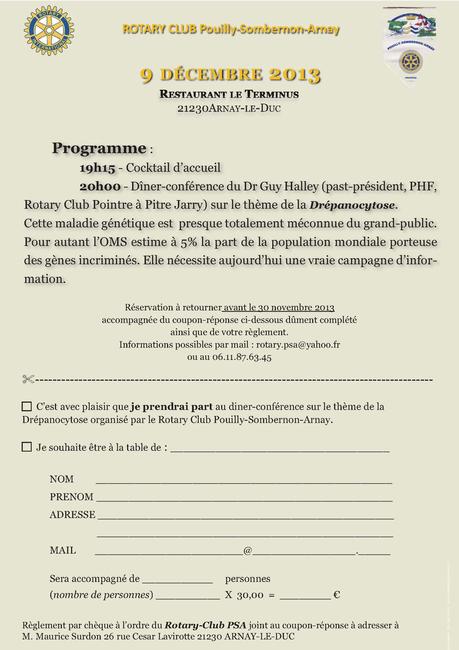 La lutte contre la DREPANOCYTOSE : actions jumellées des Rotary Club de Pointe-à-Pitre JARRY (9730) et Pouilly Sombernon Arnay (1750)