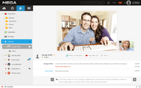 videopage Mega Cloud sort de la phase bêta, messages et chat vidéo cryptés en 2014...