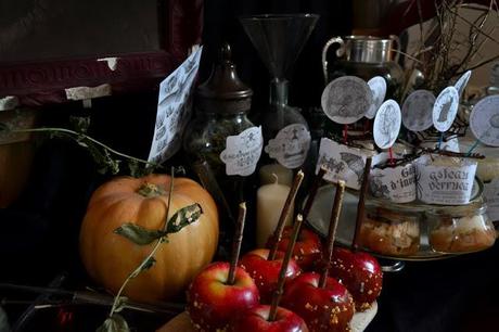 halloween sweet table, harry potter sweet table, sweet table grimoire, potions, sorcières
