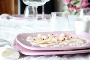 Carpaccio de pomme et noix de Saint-Jacques au vinaigre de cidre