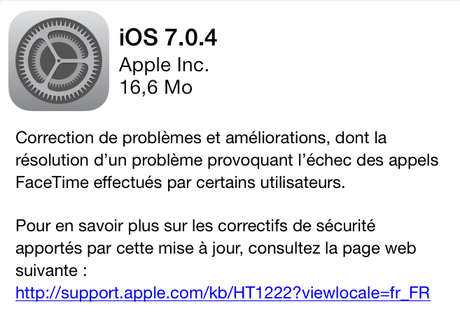 iOS 7.0.4 disponible