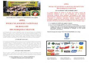 Appel au Boycott des marques Unilever du Comité National de Soutien aux salariés de Fralib en Lutte
