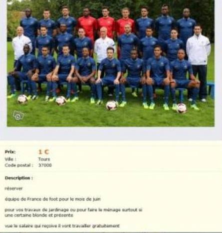 Equipe de France de football à vendre sur le Bon Coin
