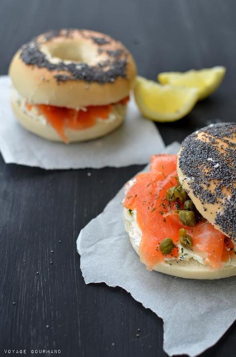 Bagels au saumon, aneth et  capres
