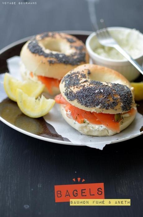 Bagels au saumon, aneth et  capres