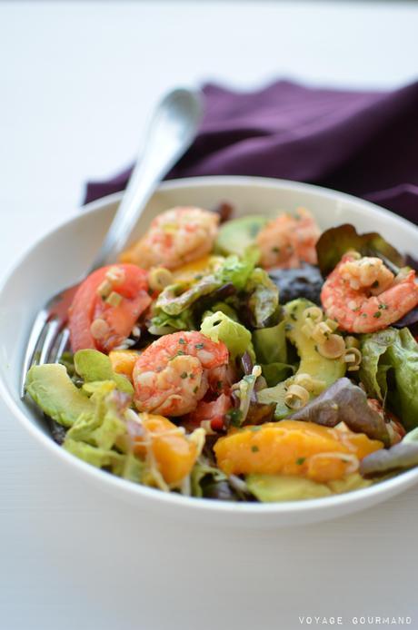 Salade de crevettes, avocat et mangue à la citronnelle