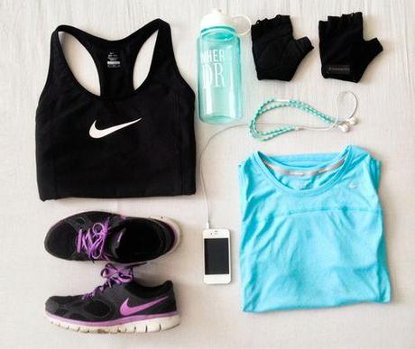 Nike running outfit blue and black <3