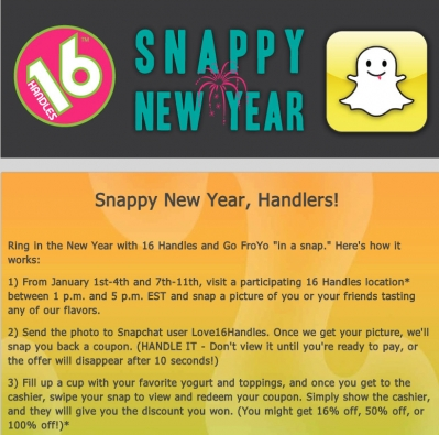Campagne 16 Handles sur Snapchat