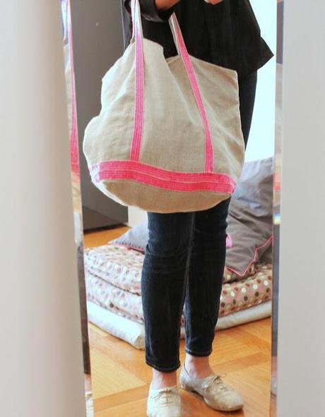 LE sac de la rentrée: un cabas pailleté lin et fluo LE sac de la rentrée: un cabas pailleté lin et fluo