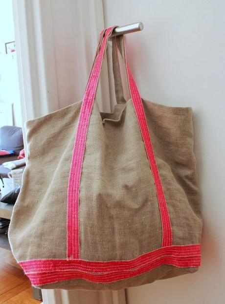 LE sac de la rentrée: un cabas pailleté lin et fluo LE sac de la rentrée: un cabas pailleté lin et fluo