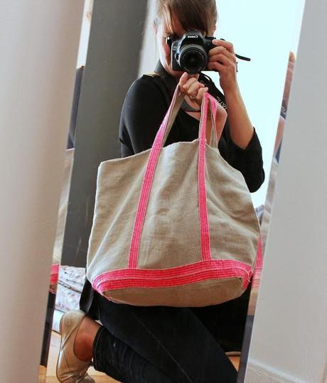 LE sac de la rentrée: un cabas pailleté lin et fluo LE sac de la rentrée: un cabas pailleté lin et fluo