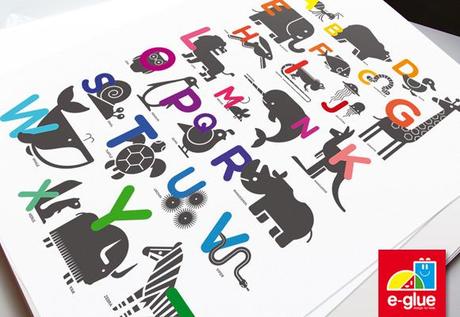 abc alphabet children's poster print by e-glue studio