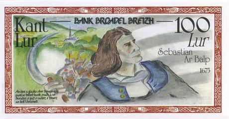 Billet factice à l'effigie de Sébastien Le Balp, émis dans les années 90, à l'occasion de la Gouel ar brezhoneg, la 