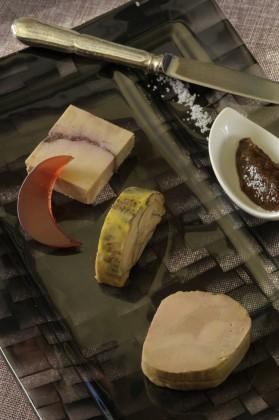 Trilogie de foie gras Hostellerie la Cheneaudiere ©Jo Pesendorfer 279x420
