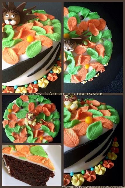 Gâteau Choco Framboise Jungle automnale (Cake Design)