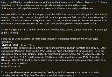 definition fakir savoir texte