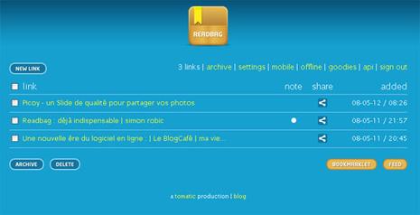 Readbag Instapaper avec beaucoup plus vitamines