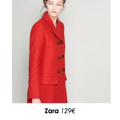 manteau en laine rouge croise zara