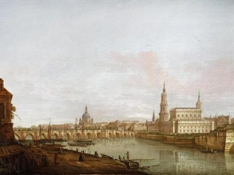Pietro Bellotti, Dresda: il ponte di Augusto dalla riva destra dell'Elba, 