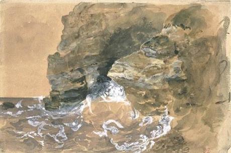 Delacroix vague se brisant sur une falaise