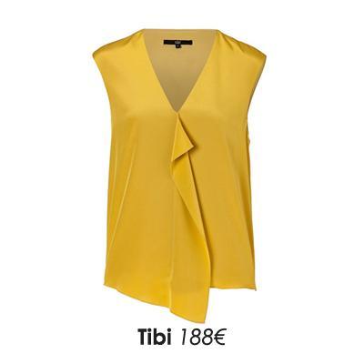 Top en soie jaune moutarde