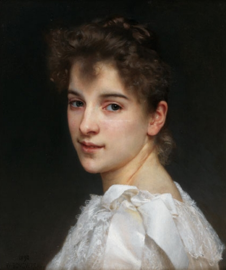 William Adolphe BOUGUEREAU  (1825 - 1905) Portrait de Gabrielle Cot, 1890 huile sur toile 45,7 x 38,1 cm