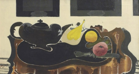 Georges BRAQUE  (1882 - 1963) Nature morte a la théière noire,  1941-1942 huile et sable sur toile 35 x 65,4 cm © ADAGP, 2013