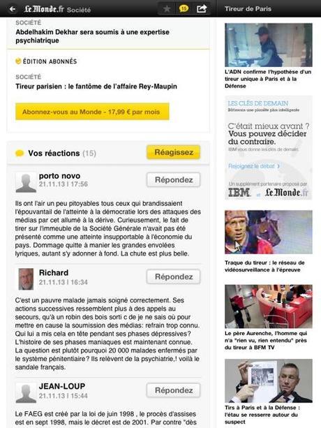 Le Monde propose à ses abonnés de commenter l'actualité.