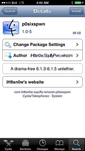 Jailbreak iOS 6.1.3 à 6.1.5: Package untether pour iPhone 4 - 3 GS et iPod 4G dans Cydia...