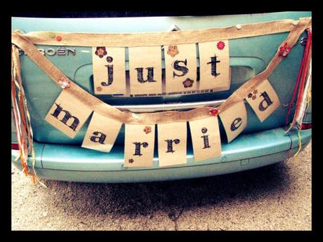 Guirlande "Just Married" Vintage - Bannière Mariage Avec Corde, Couleur Blanche, Pour Décoration Intérieur/extérieur, Voiture, Jardin, Mairie