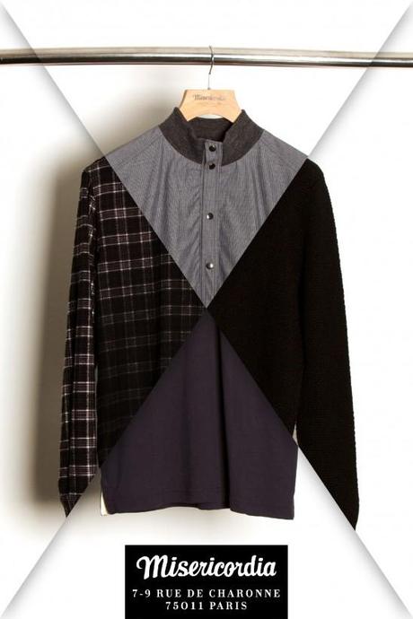 Veste d'automne grise à pression / Pull en 100% alpaga noir coupe loose / chemise dégradé de gris à carreau en coton gratté ultra chaud