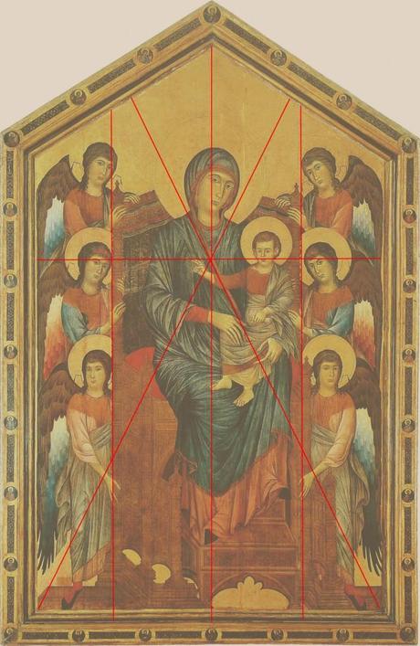 Maestà du Louvre (La Vierge et l'Enfant en majesté entourés de six anges) - Cimabue - 1280 - Musée du Louvre - composition