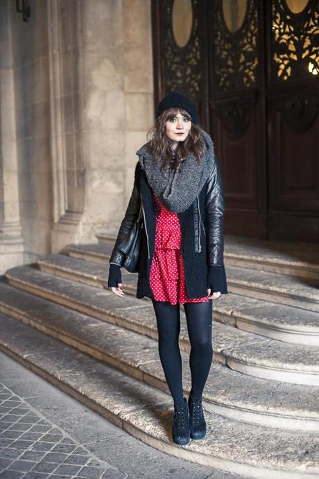 look robe rouge hiver