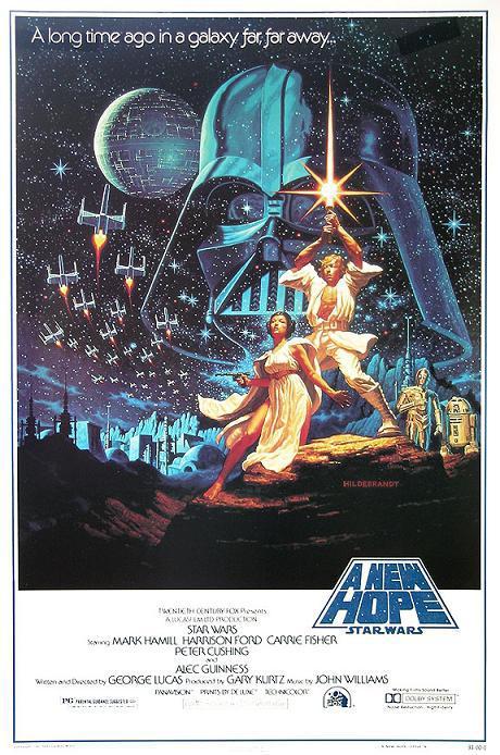 Poster du film Star Wars utilisant l'illustration des frères Hildebrandt. © lucasfilm Ltd.