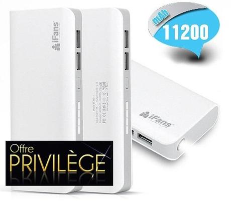 Offre privilège : -50% sur la batterie de secours double USB iFANS 11 200 mAh
