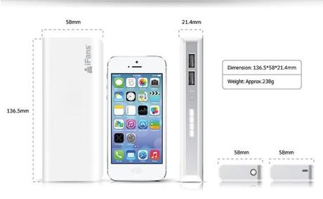 Batterie Externe Dual USB iFANS pour appareils mobiles, en promo...