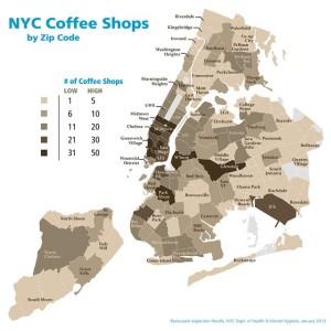 carte de la densité de cafés à New York