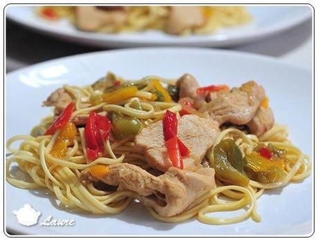 Wok de poivron et poulet