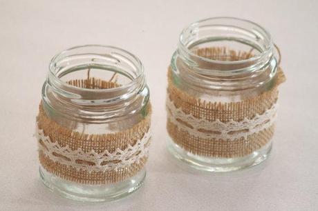 Hesse & dentelle verre bocaux lumignon titulaires (les accessoires de mariage Country / Rustic / Vintage Decor) Australie