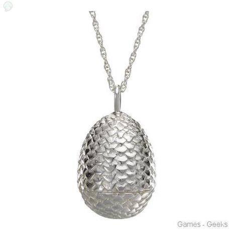 Game of Thrones Sterling Silver Dragon Egg Pendant Game of Thrones: Pendentif Oeuf de Dragon  geek Game of Thrones collier 