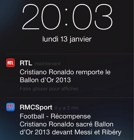 Cristiano Ronaldo sauve (un peu) le Ballon d'Or
