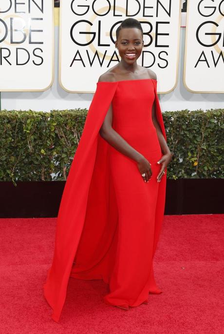 Lupita Nyong'o arrives at the 71st annual Golden Globe Awards in Beverly Hills