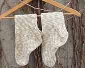 COTTON KNIT SOCKS, size 8, unisex, hand made, new, Christmas gift, cozy, comfortable, chalet - PETALLECREATIONS