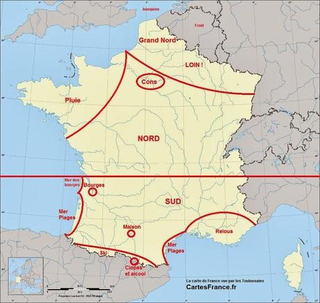 Carte de France vue par les Toulousains