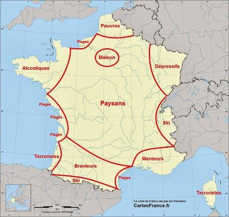 Carte de France vue par les Parisiens