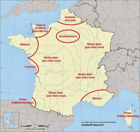Carte de France vue par les Bretons